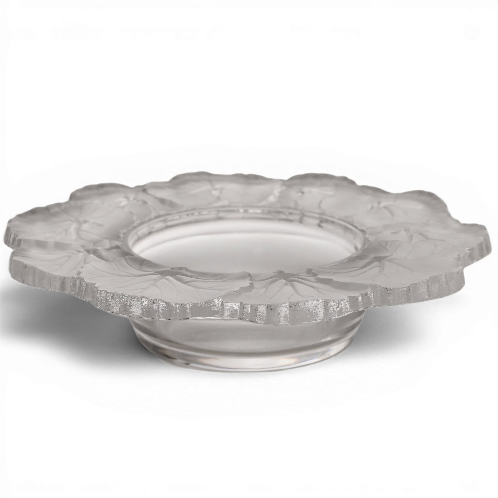 Lalique "Honfleur" Crystal Candy Dish: Lalique "Honfleur" Crystal Candy Dish c 1949-1977, French Lalique "Honfleur" Crystal candy dish was originally designed in 1949 by Marc Lalique. Hand-etched with a simple "Lalique France" script on