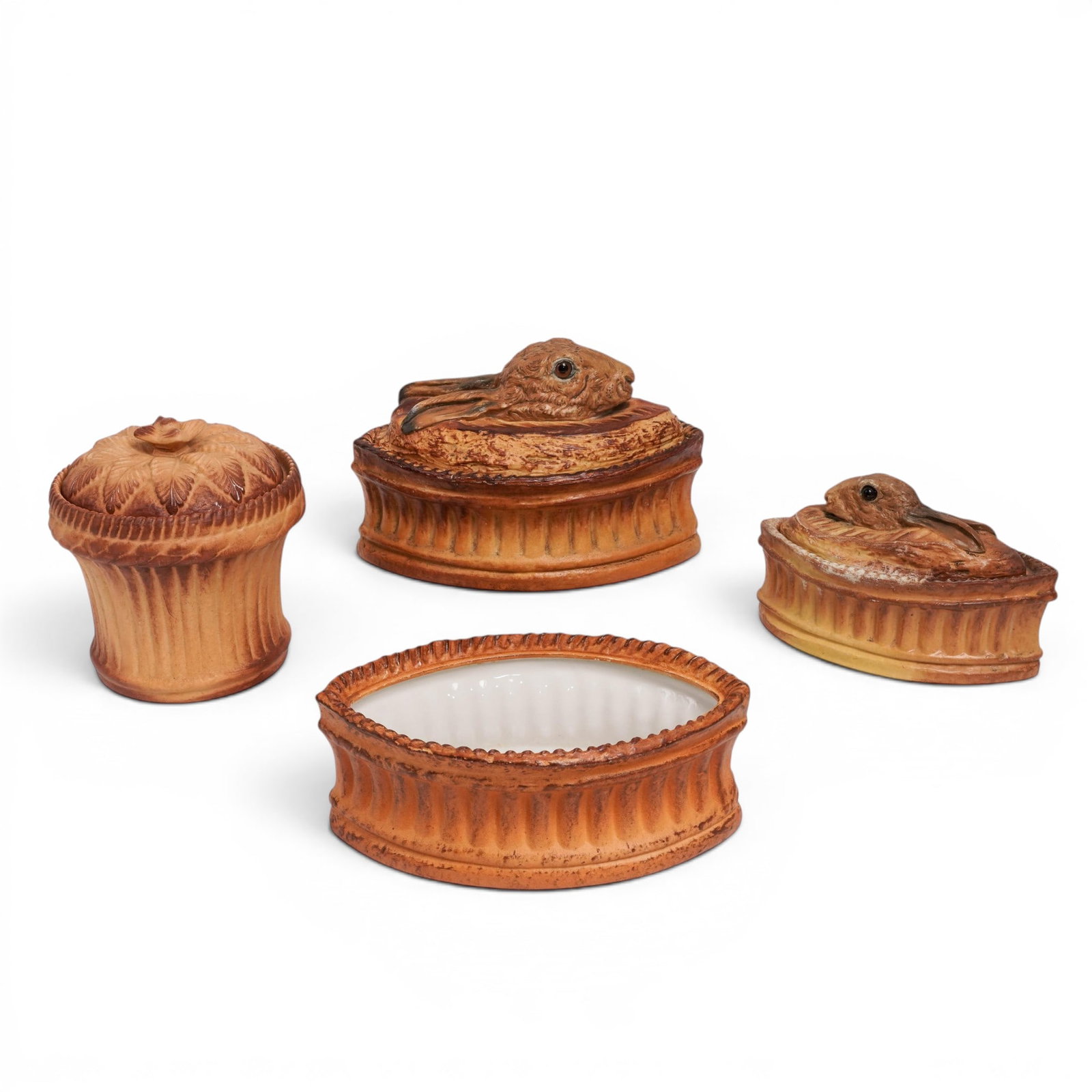 (4 pc) Pillivuyt Trompe L'oeil Pastry-Crust Earthenware Rabbit Head Vessels (1 of 9)