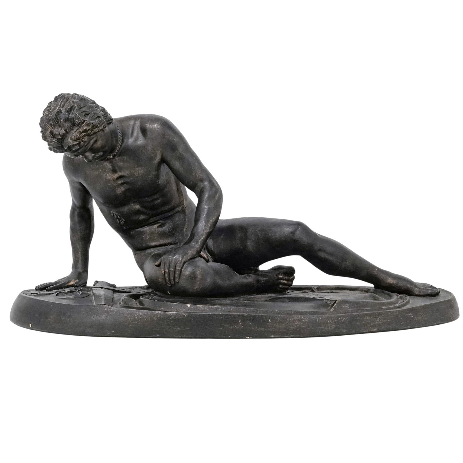 "The Dying Gaul" Grand Tour Souvenir Plaster Sculpture: "The Dying Gaul" Grand Tour Souvenir Plaster Sculpture Late 19th Cent, European Grand Tour souvenir plaster sculpture after “The Dying Gaul,” modeled as the classical reclining warrior figure 