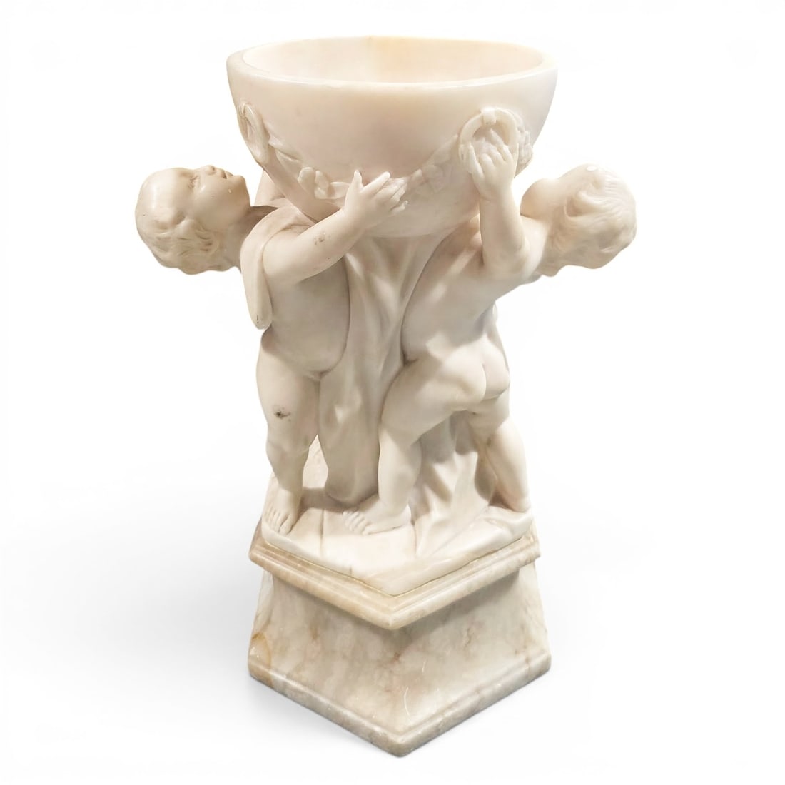 Italian Carved Marble Cherub Planter (1 of 6)
