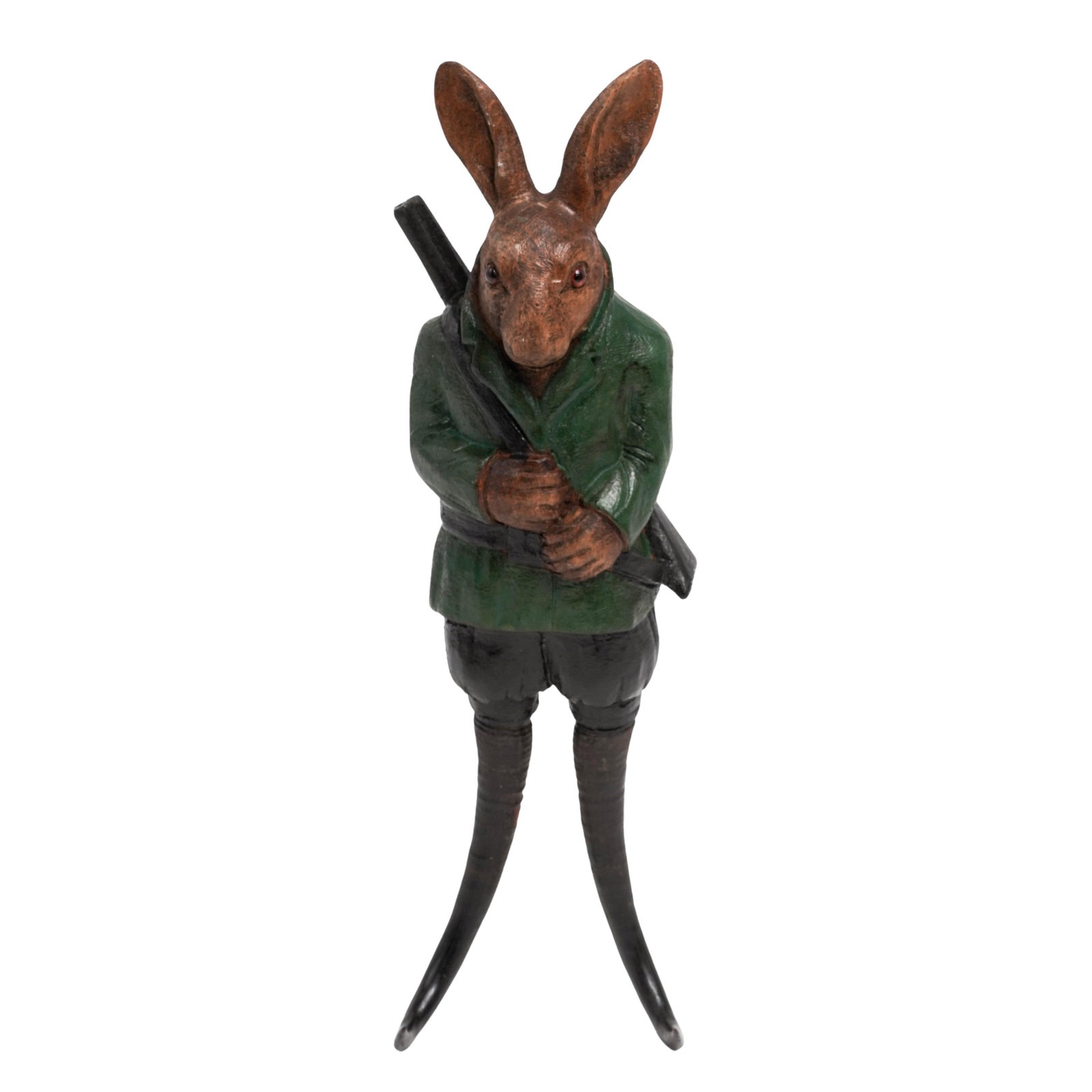 Antique Black Forest Hunter Rabbit Hat & Coat Hook Wall Sculpture (1 of 6)
