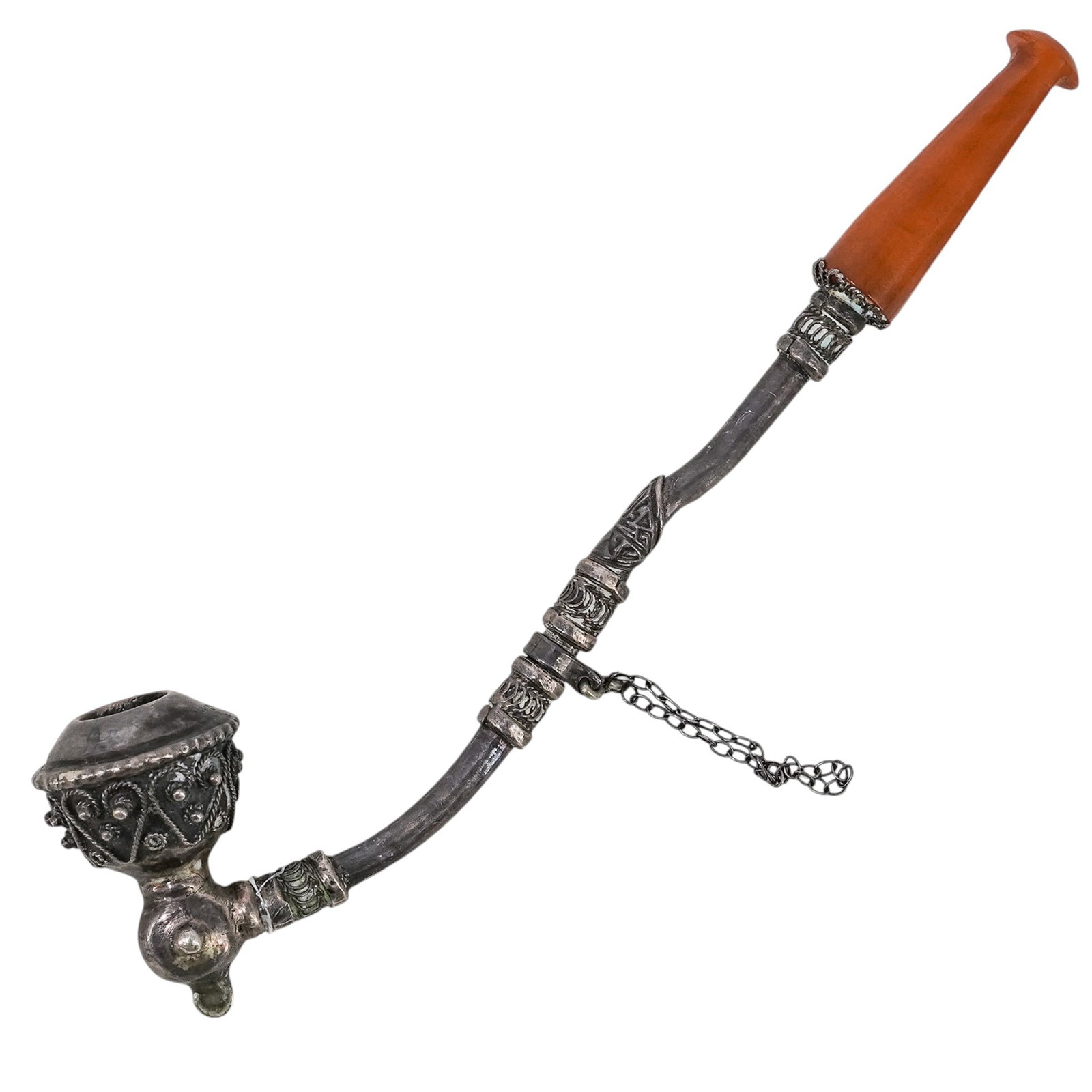 Antique Tibetan Silver Pipe (1 of 7)