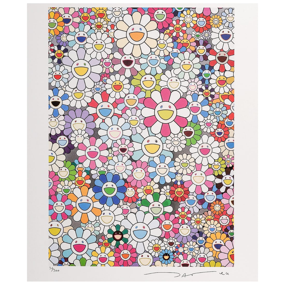 Takashi Murakami (Japanese, b.1962) "An Homage to Yves Klein, Multicolor B" Offset Print: Takashi Murakami (Japanese, b.1962) "An Homage to Yves Klein, Multicolor B" Offset Print 20th-21st Cent. This high-quality print features Takashi Murakami's iconic "An Homage to Yves Klein, Multicolor
