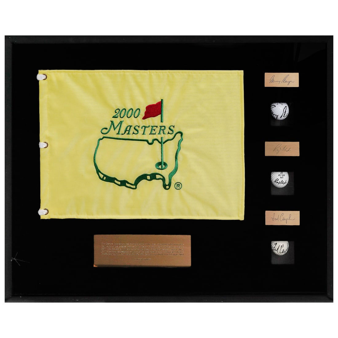 2000 Masters Tournament Flag, with Signed Golf Balls (1 of 8)