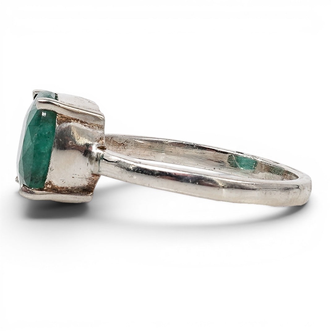 Sterling Silver & Emerald Ring - 3