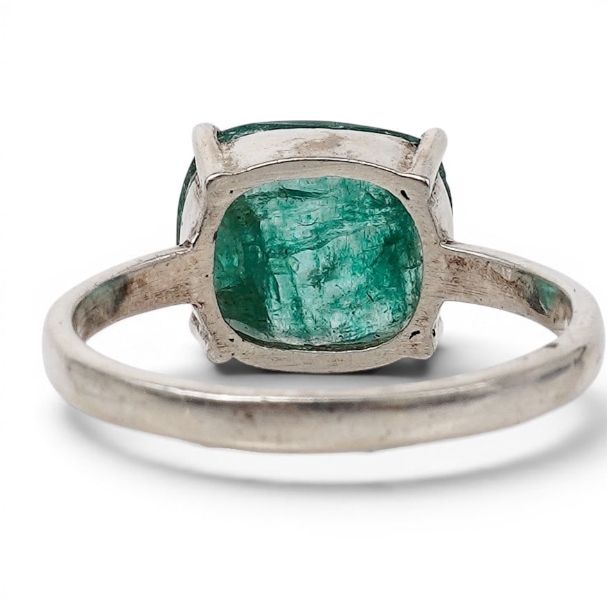 Sterling Silver & Emerald Ring - 4
