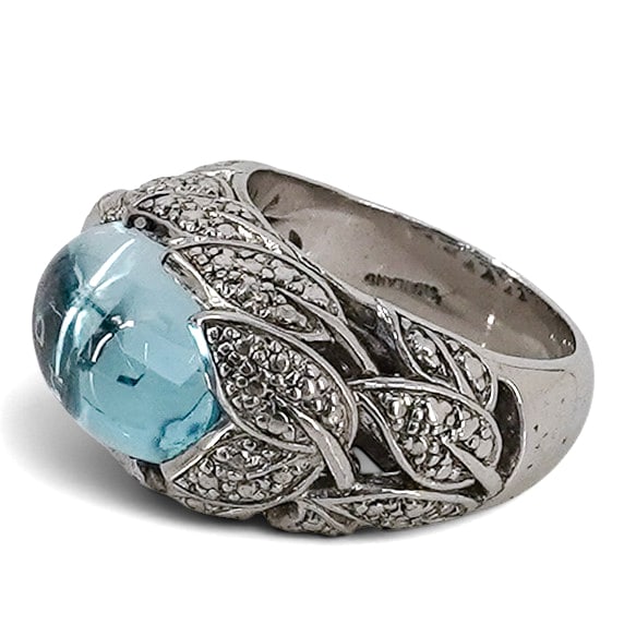 CNA Pranda Blue Stone & Sterling Silver Cabochon Ring (1 of 7)