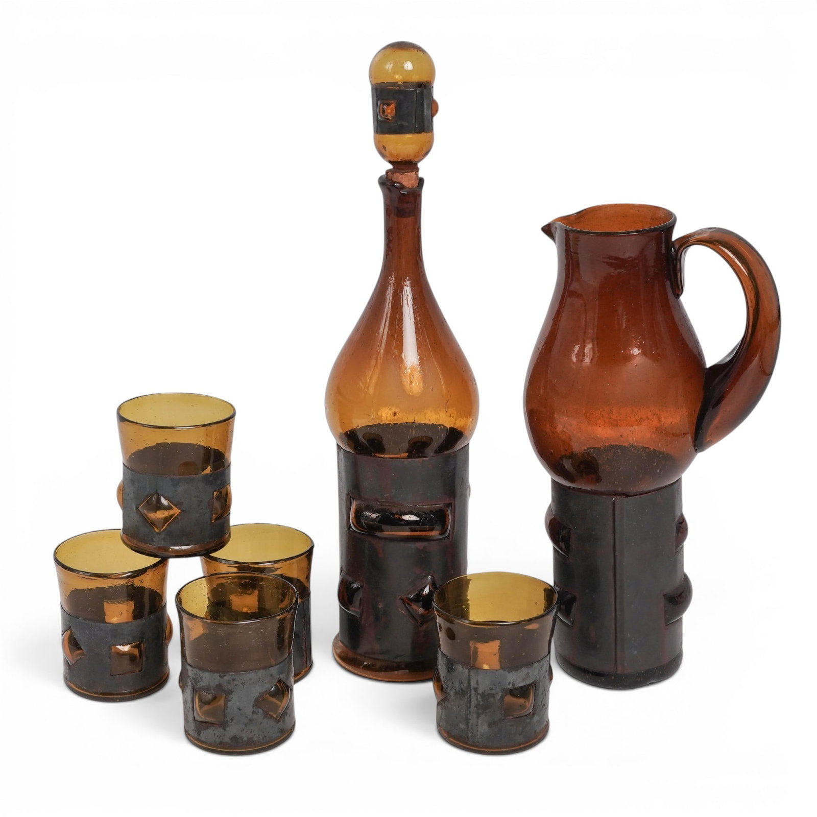 (7 pc) Felipe Derflingher Brutalist "Imprisoned Glas" Set (1 of 5)