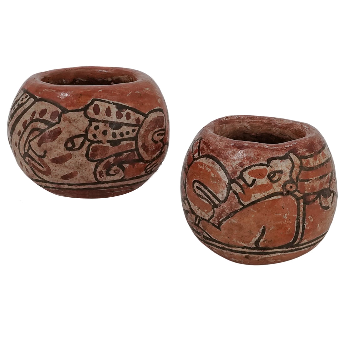 (2 pc) Antique Mayan Polychrome Pottery Bowls (1 of 7)