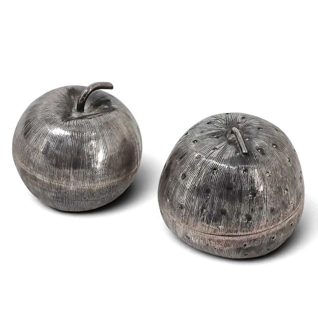 (2 pcs) Mexican Sterling Silver Fruit Pill Boxes (1 of 8)