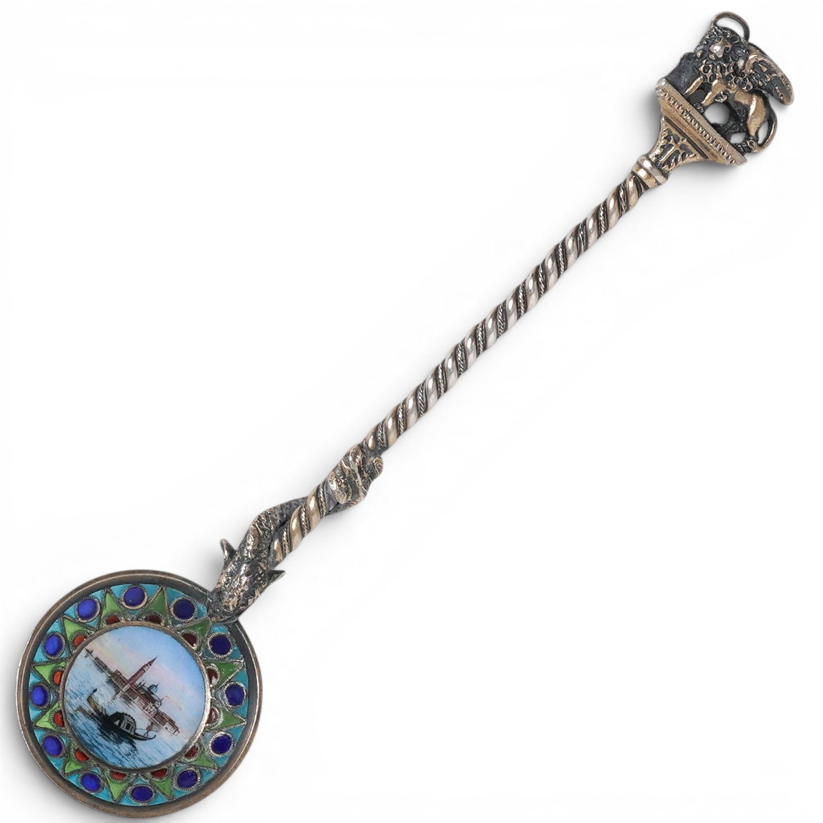 800 Silver Champleve Venetian Souvenir Spoon (1 of 9)