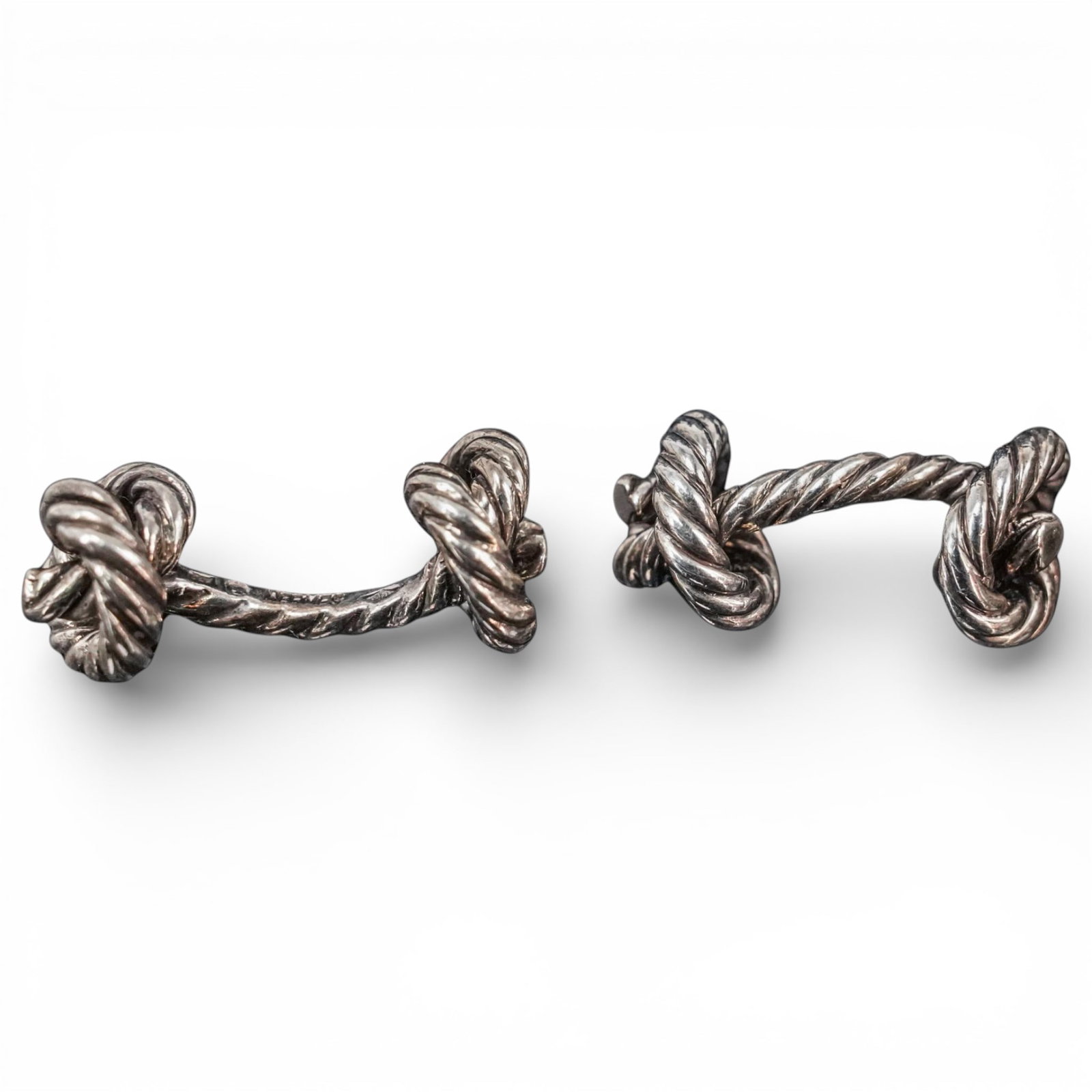 Hermes France Sterling Silver "Sailor's Knot" Cufflinks (1 of 2)