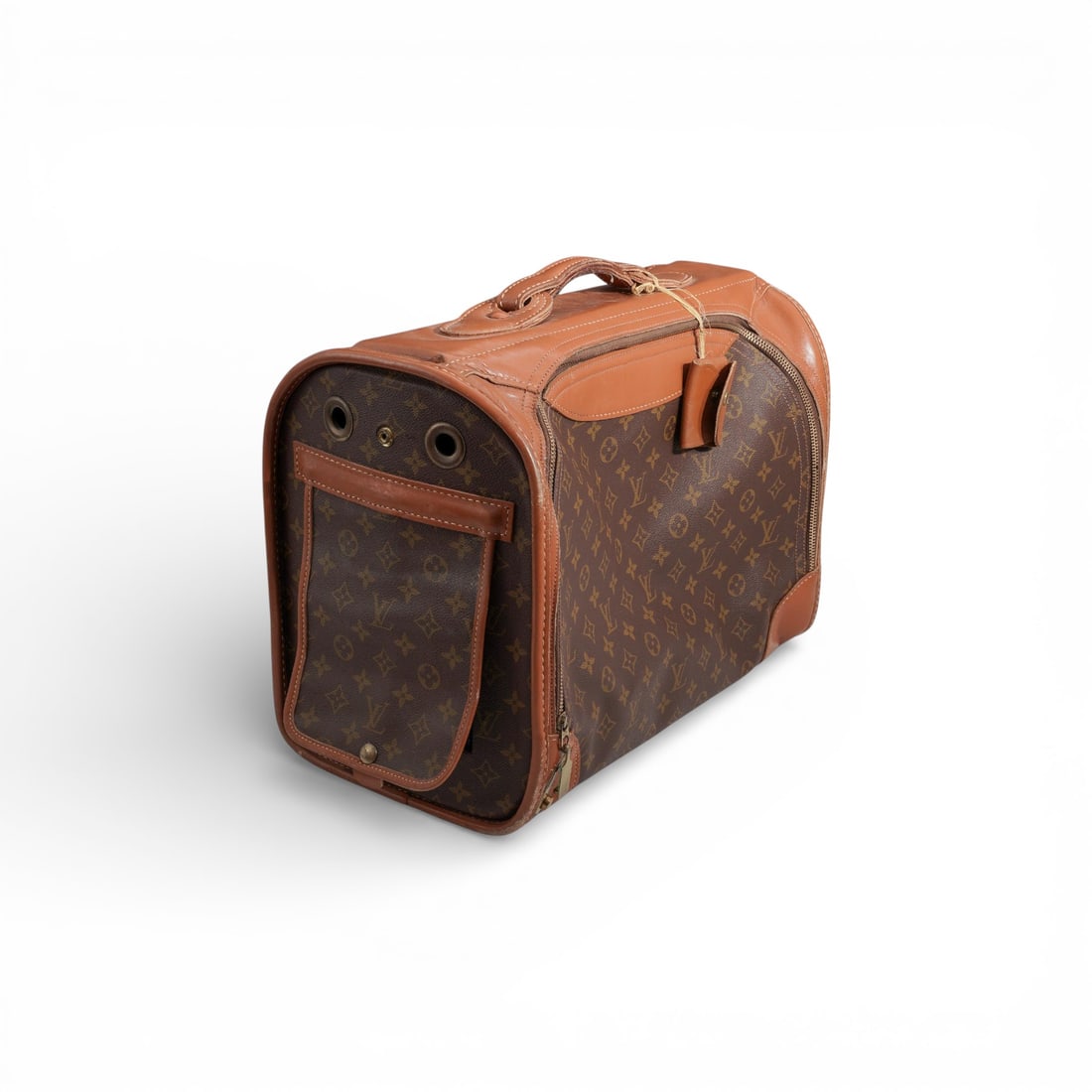 Vintage Louis Vuitton Sac Chien 45 Monogram Canvas Dog Carrier: Vintage Louis Vuitton Sac Chien 45 Monogram Canvas Dog Carrier1970., FrenchVintage Louis Vuitton Sac Chien 45 Monogram canvas dog carrier French Co., featuring coated monogram canvas and vachetta leat
