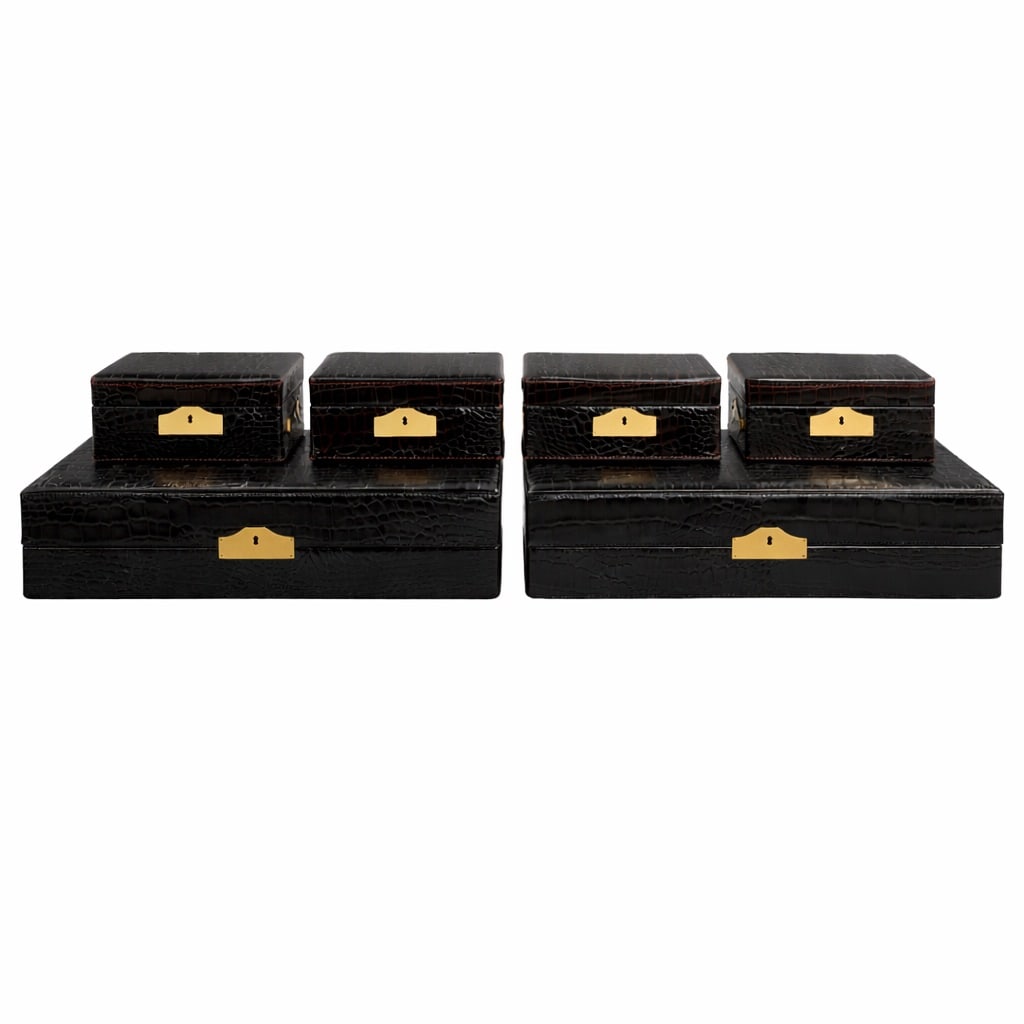 (6 Pcs) Black Crocodile Leather Cigar Humidors (1 of 1)