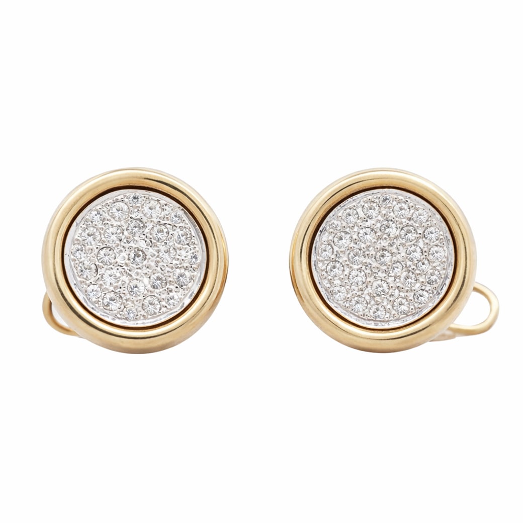Vintage 18k Gold & Diamond Pave Cufflinks Signed (1 of 5)