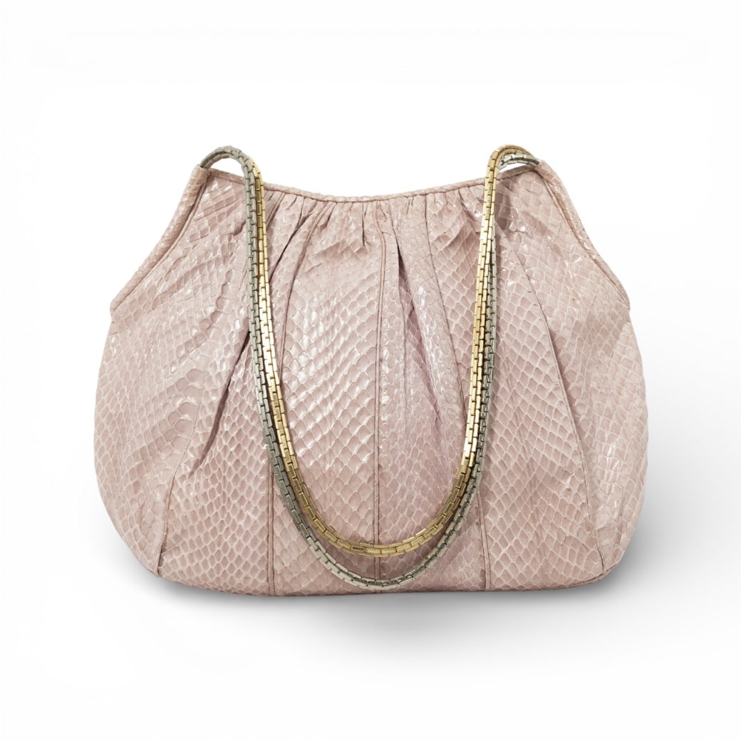 Judith Leiber Pink Python Shoulder Bag with Two Tone Chain Strap (1 of 6)