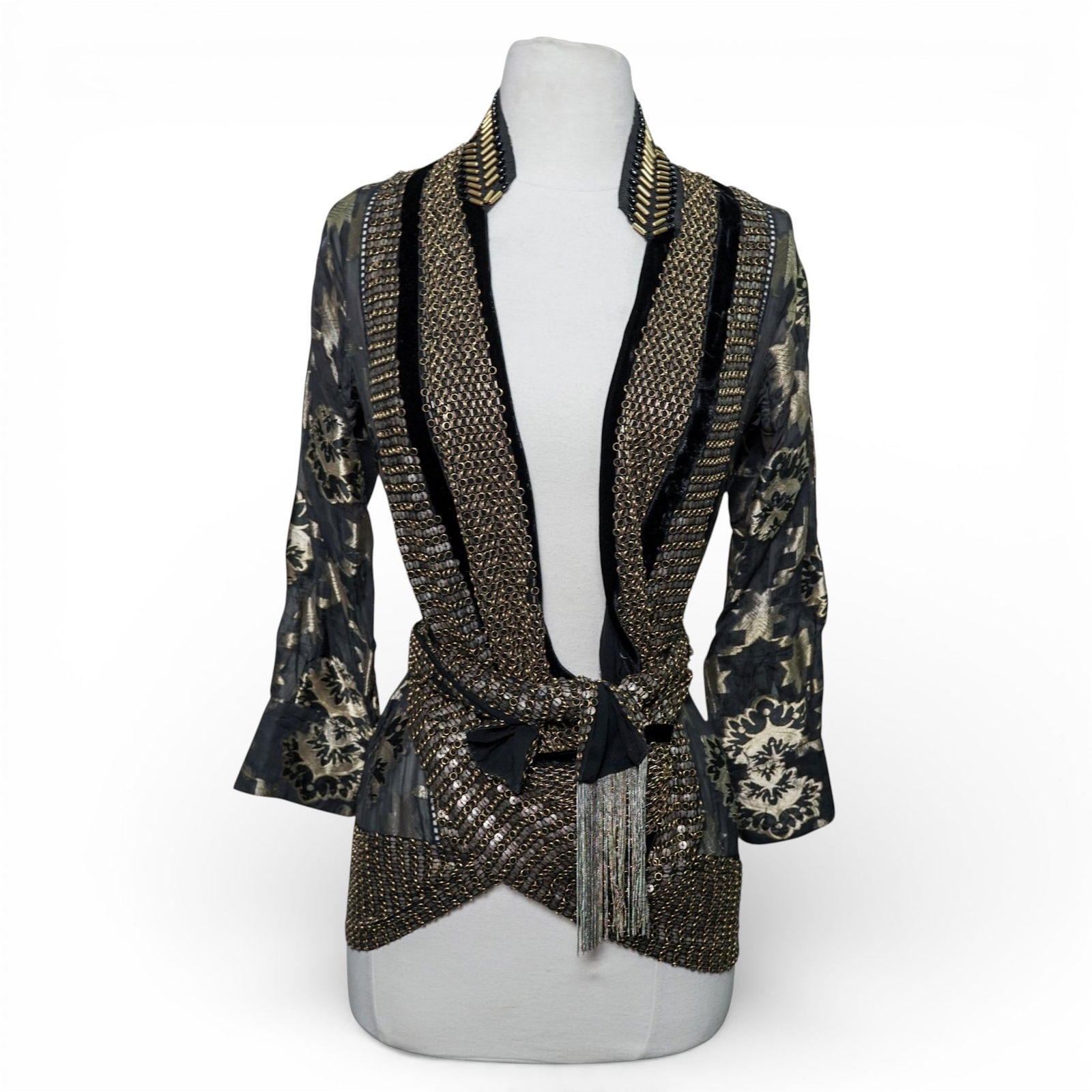 Gucci Gold Embroidered Silk and Mixed Metals Wrap Top (1 of 7)