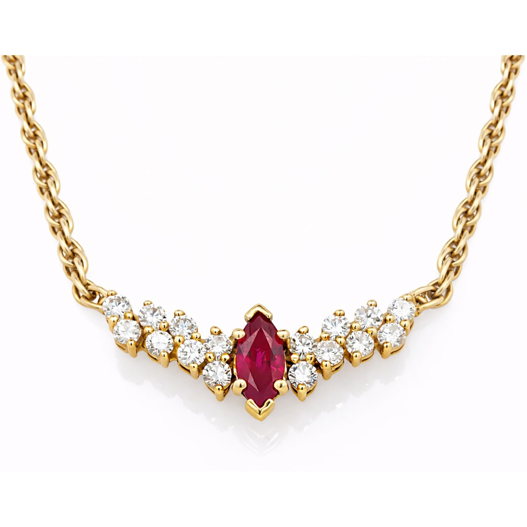 18k Gold Diamond & Ruby Necklace (1 of 5)