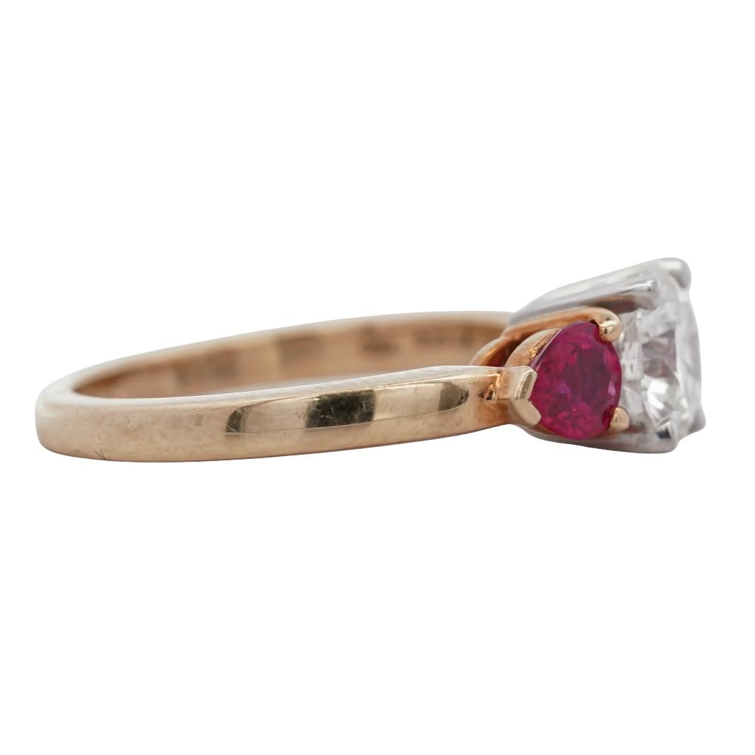 18k Gold Platinum Diamond & Ruby Ring - 6