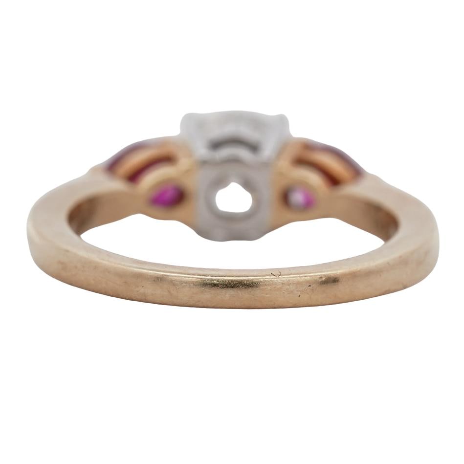18k Gold Platinum Diamond & Ruby Ring - 7