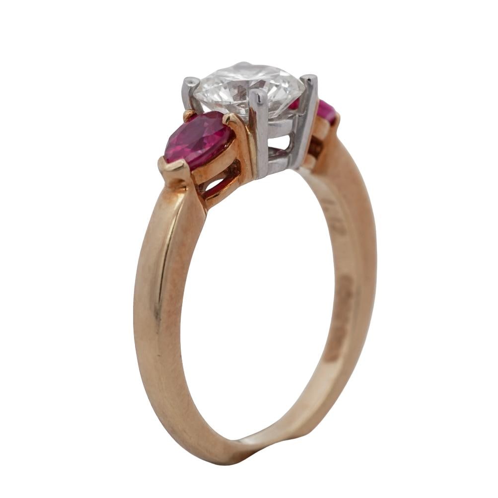 18k Gold Platinum Diamond & Ruby Ring - 8