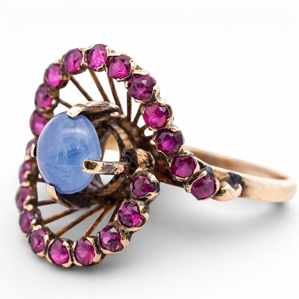 18k Gold Star Sapphire & Ruby Ring (1 of 5)