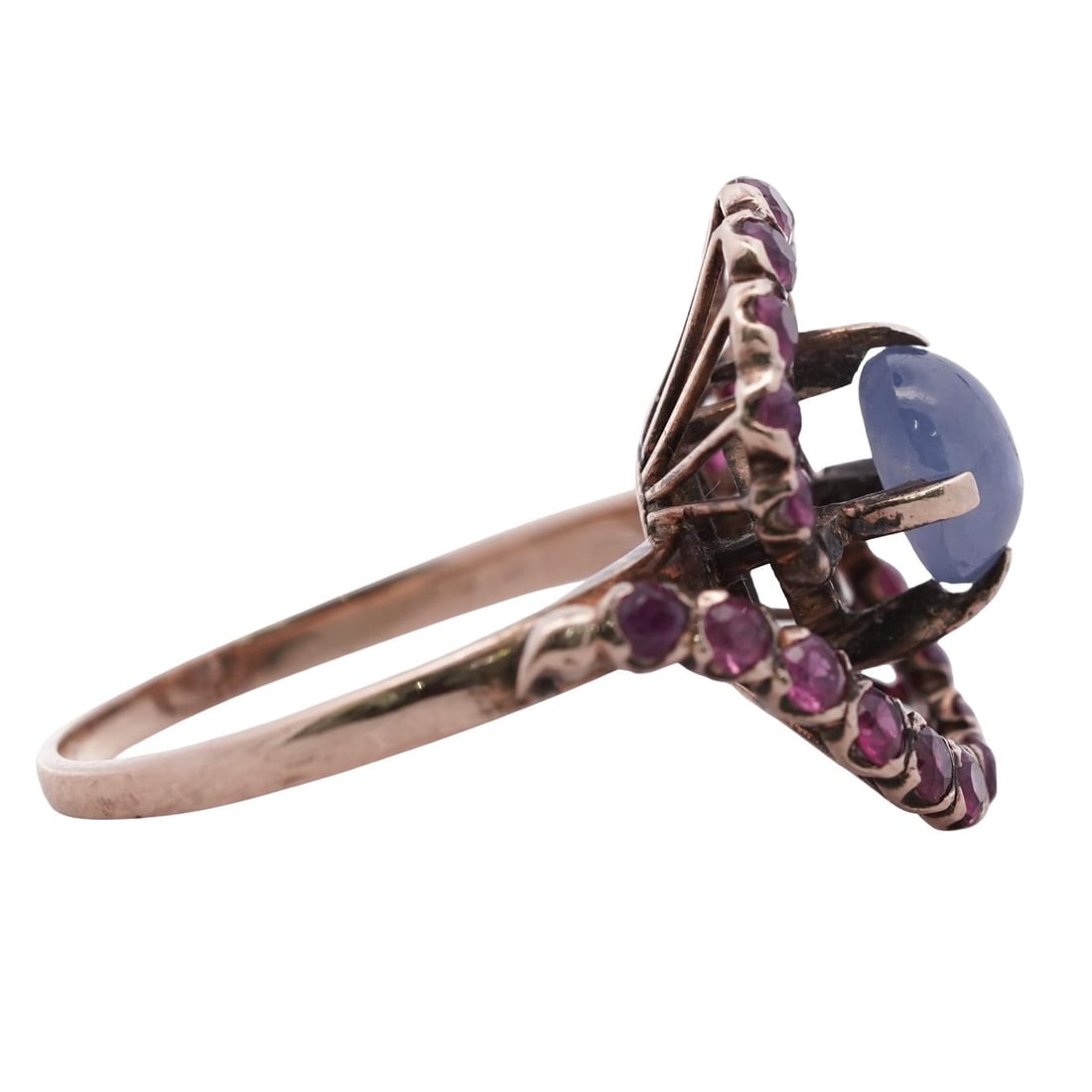 18k Gold Star Sapphire & Ruby Ring - 3