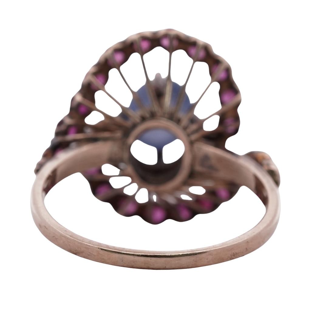 18k Gold Star Sapphire & Ruby Ring - 4