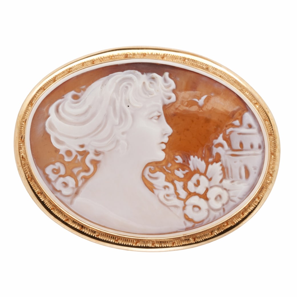 El Catto by Raffaello 18k Gold & Cameo Brooch (1 of 6)