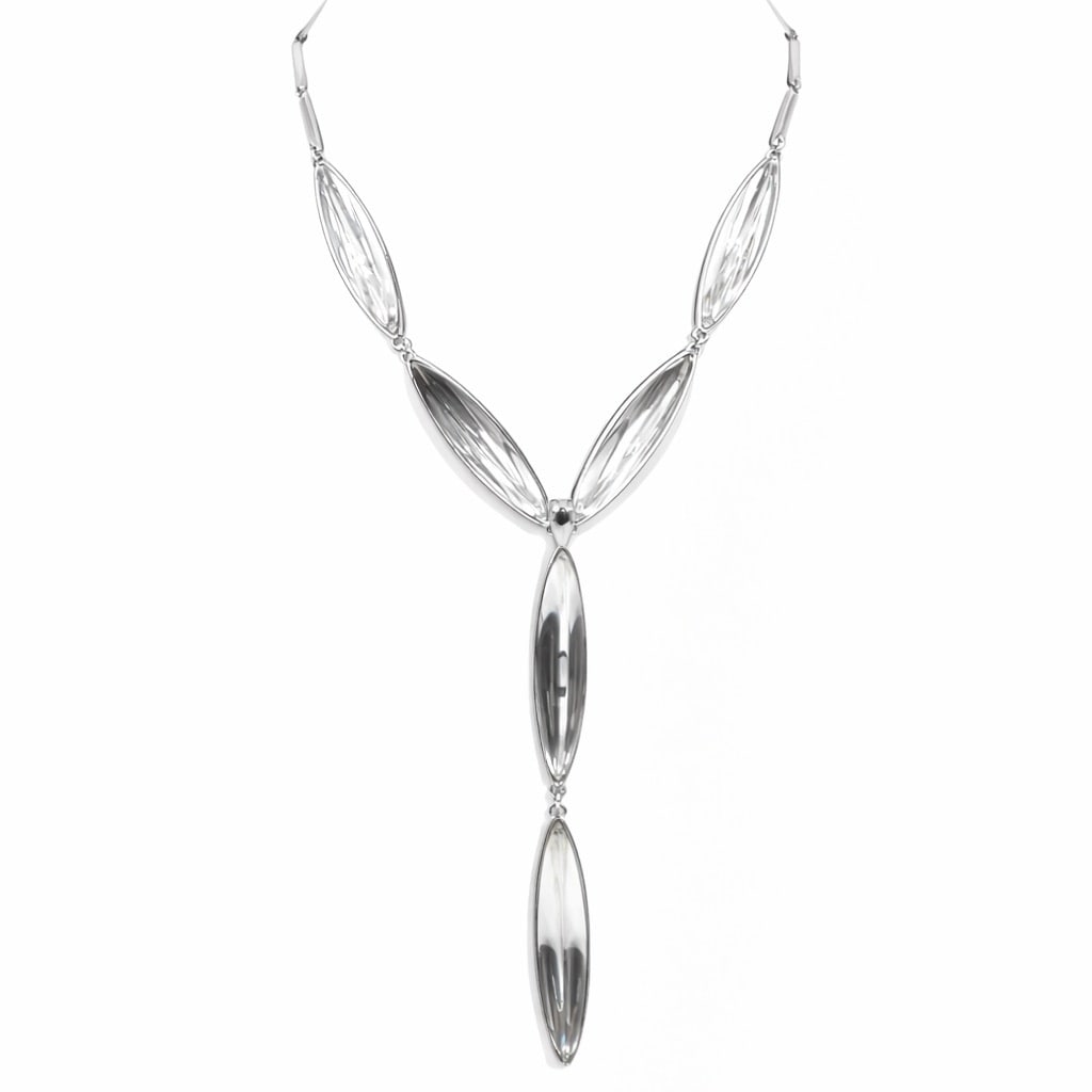 Lalique "Eclat" Crystal and Sterling Silver Necklace: Lalique "Eclat" Crystal and Sterling Silver NecklaceLate 20th- early 21st century, FrenchLalique "Eclat" sterling silver and Lalique crystal necklace. Marked on clasp tag with Lalique hallmarks and ma