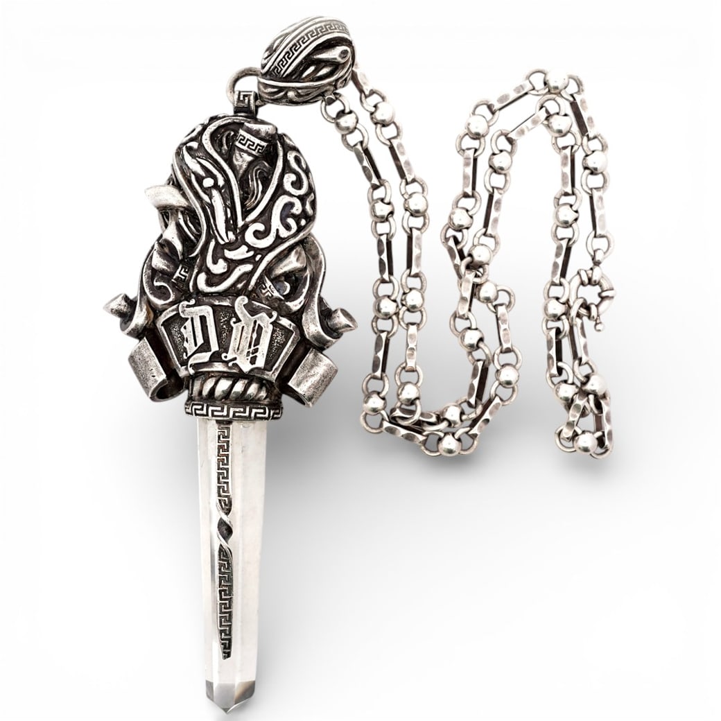 Vintage Gianni Versace Quartz Gothic Sword Pendant Necklace (1 of 4)