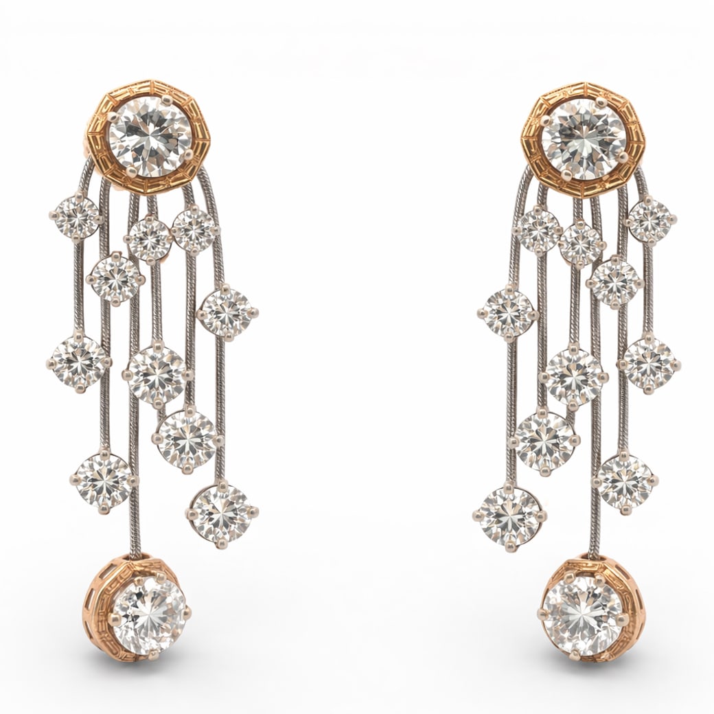 Vintage 18k Gold & Diamond Convertible Earrings (1 of 7)