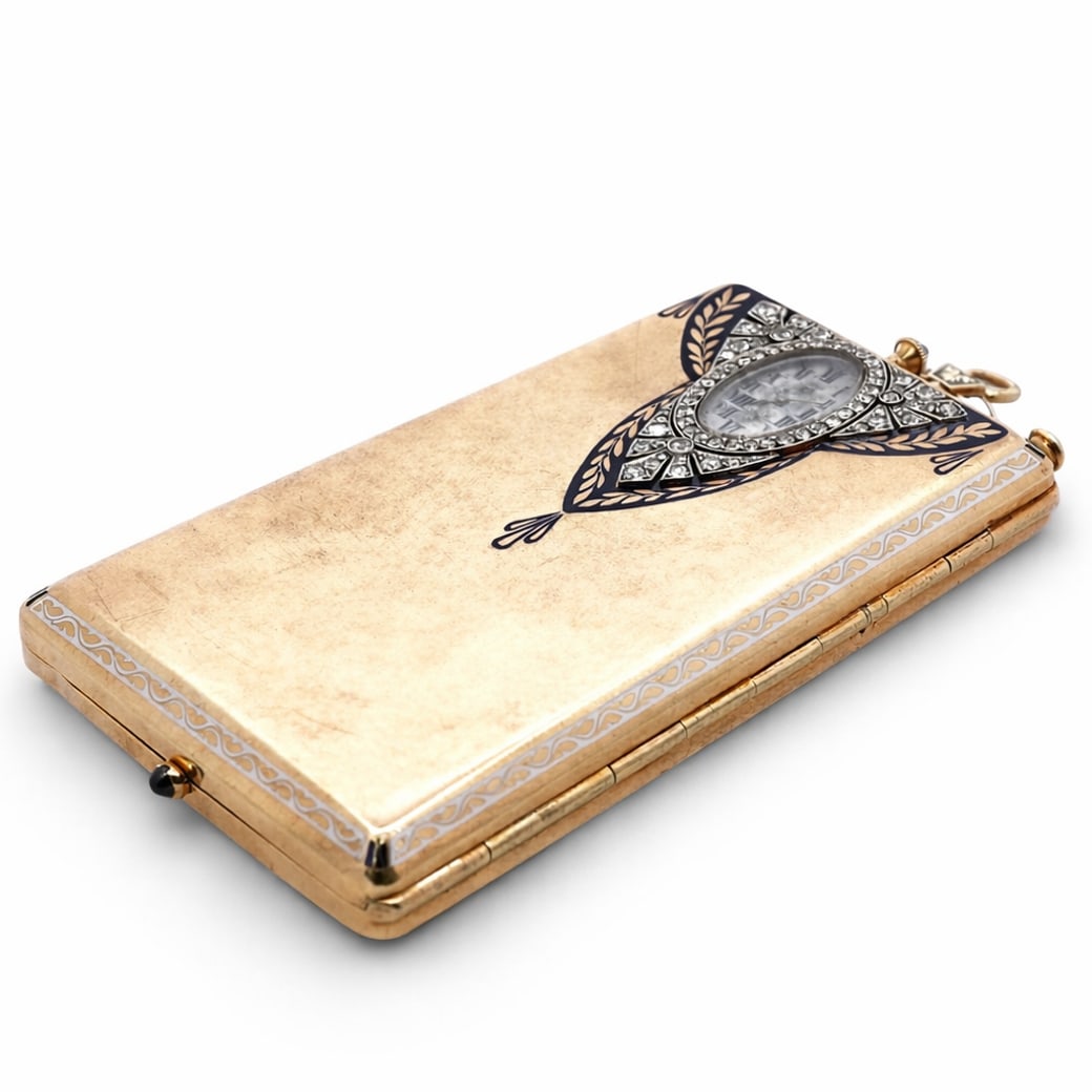 French 18k Gold, Diamond, Sapphire & Enamel Compact Case (1 of 11)
