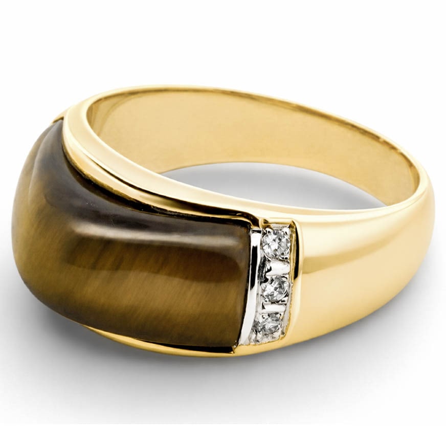 Vintage 14k Gold Tiger’s Eye & Diamond Ring (1 of 5)