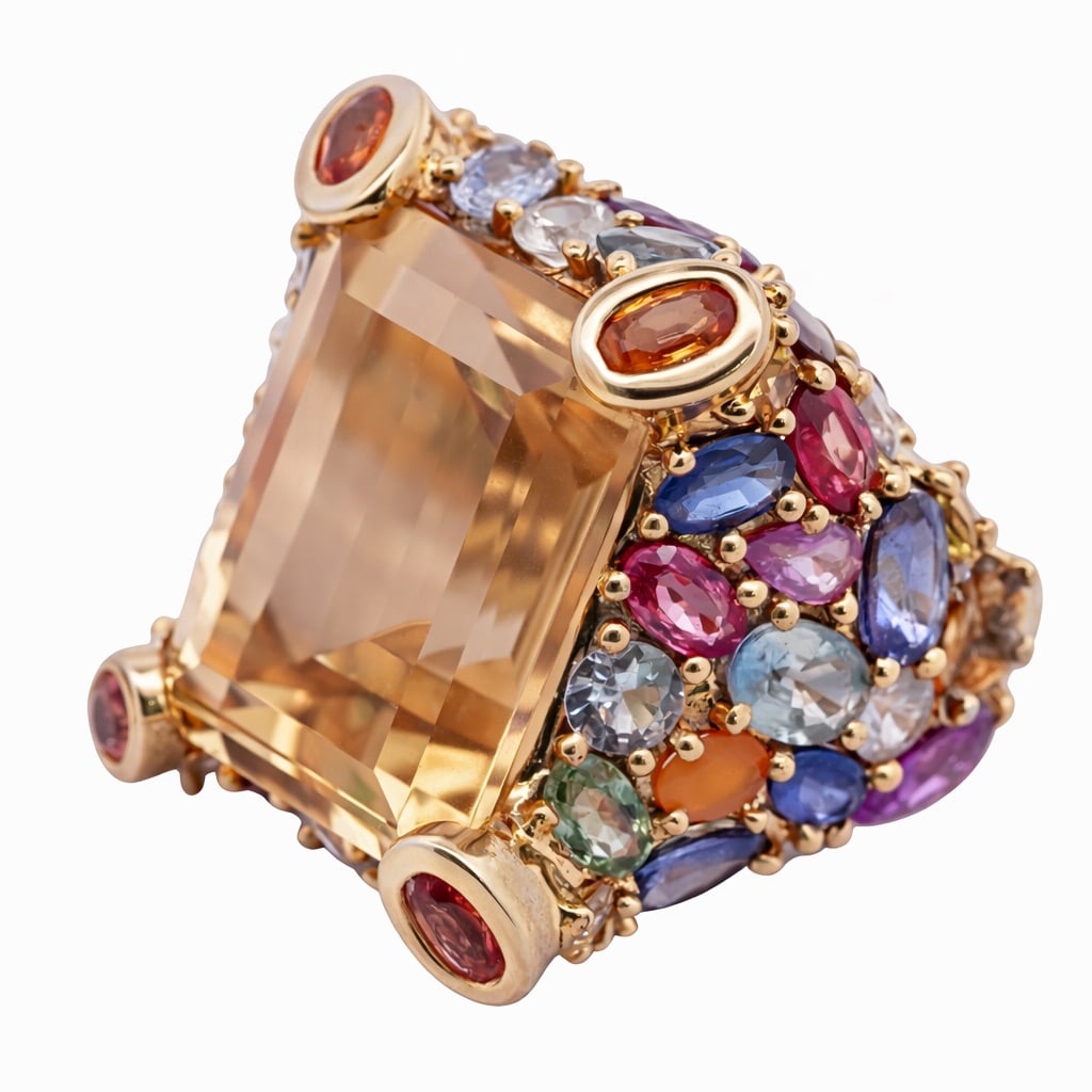 14k Gold Citrine & Sapphire Statement Ring (1 of 5)