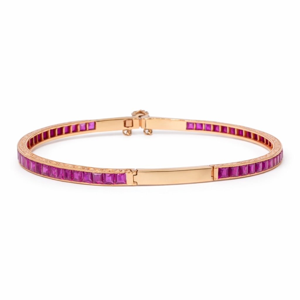 18k Gold & Ruby Channel Set Bracelet (1 of 5)
