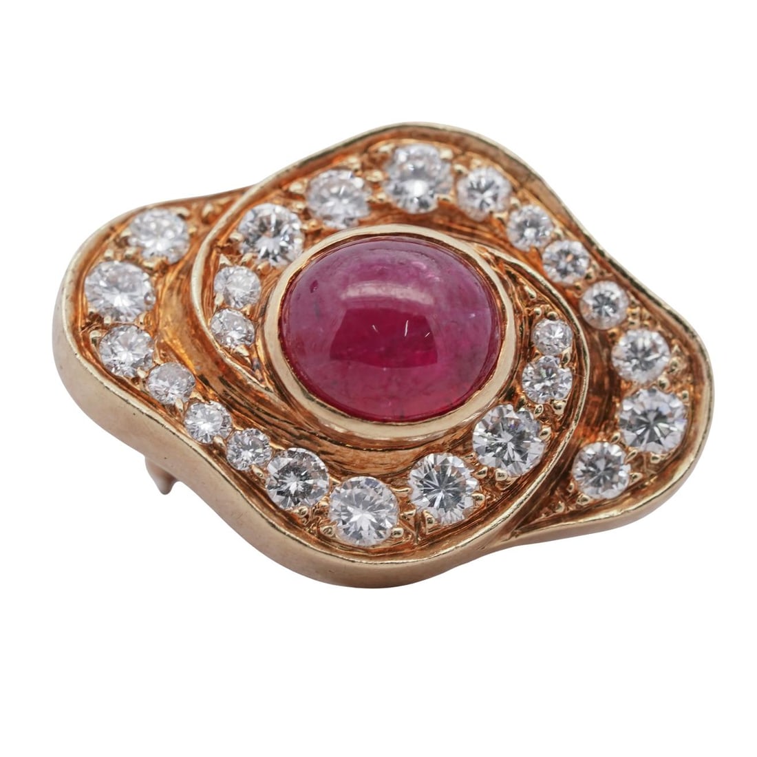 18k Gold Ruby & Diamond Earrings Signed - 5