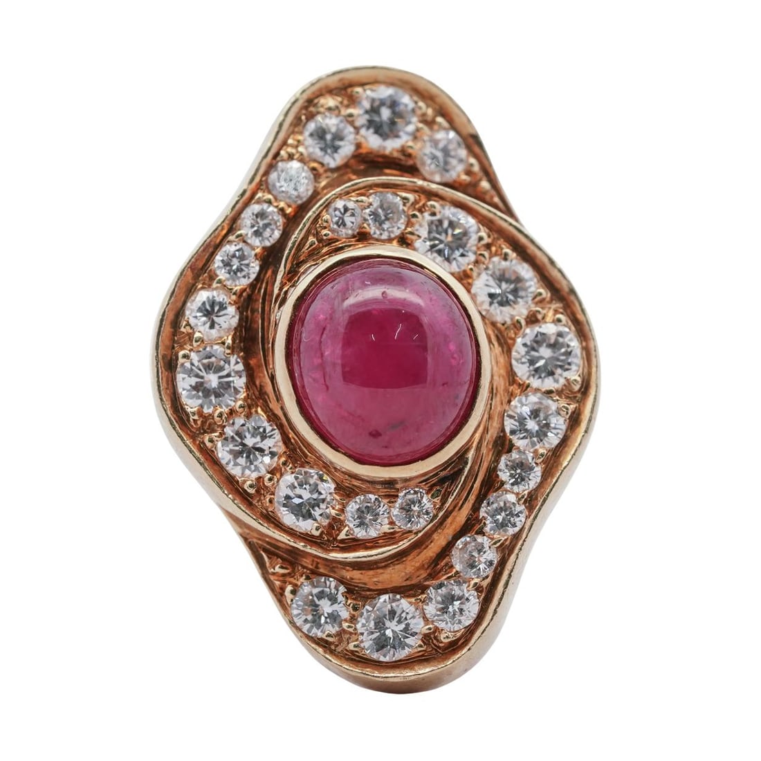 18k Gold Ruby & Diamond Earrings Signed - 6