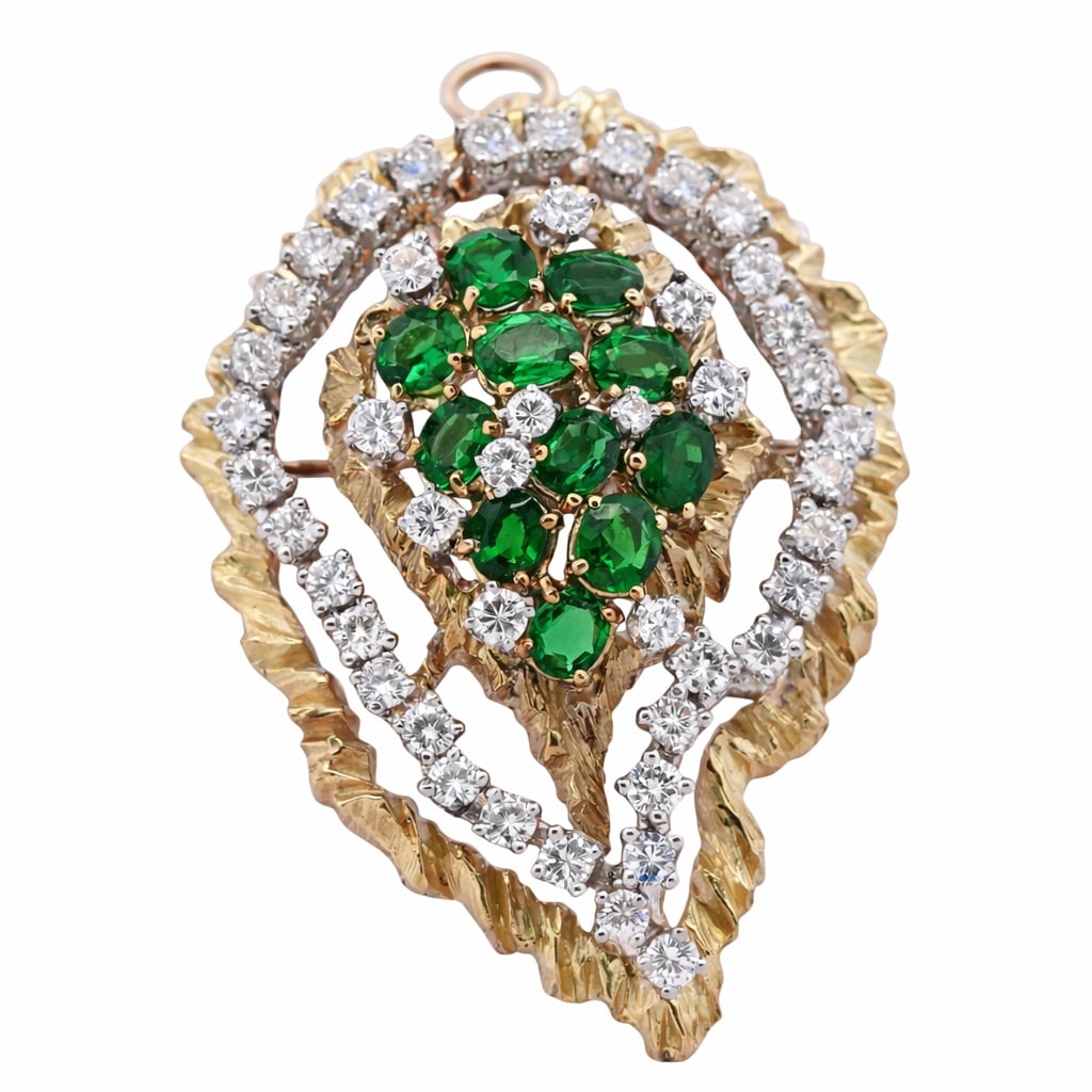 Dunay 18k Gold Diamond & Tourmaline Pendant-Brooch (1 of 5)