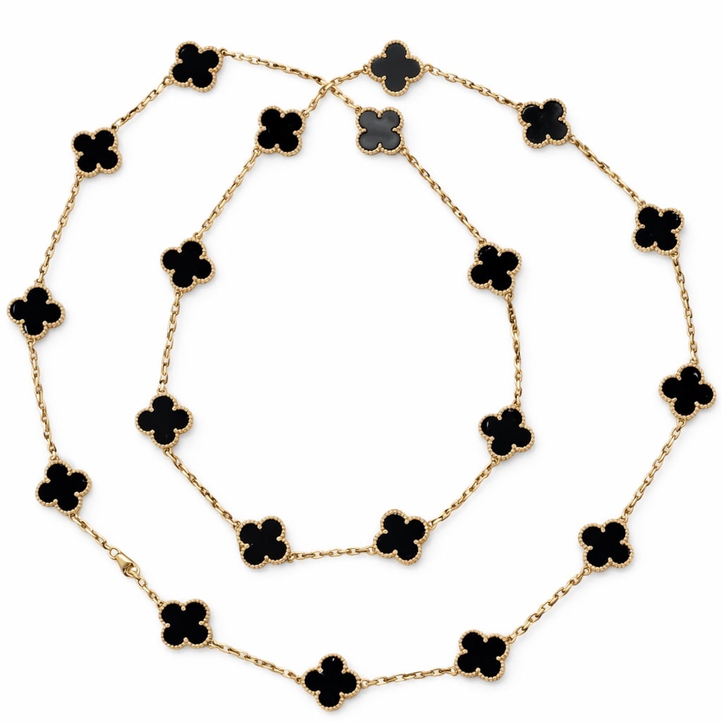 Van Cleef & Arpels Alhambra 18k Gold & Onyx Necklace (1 of 11)