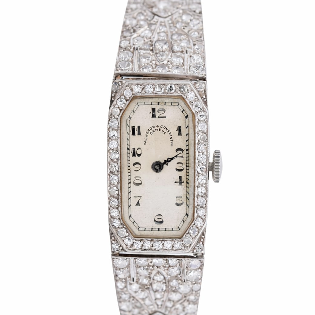 Vacheron Art Deco Platinum and Old Mine Cut Diamond Ladies Watch (1 of 5)