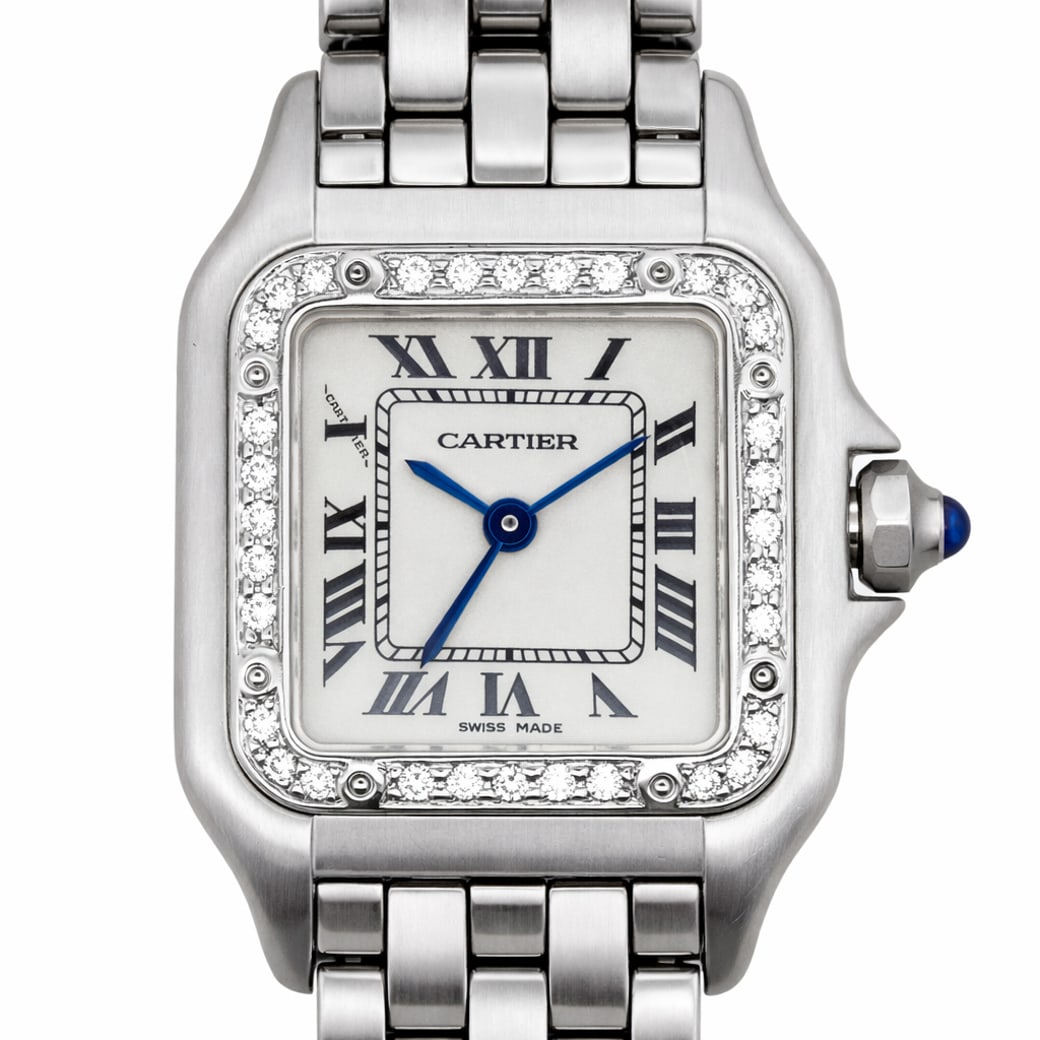 Cartier “Panthère" Stainless Steel & Diamond Ladies Watch (1 of 8)