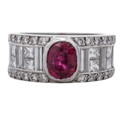 Fine Art Deco Platinum Ruby & Diamond Ring - 3