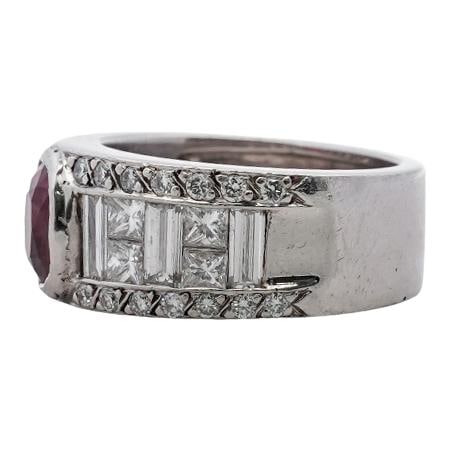 Fine Art Deco Platinum Ruby & Diamond Ring - 4