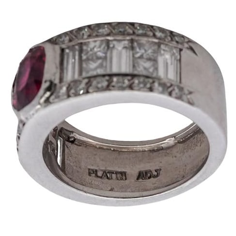 Fine Art Deco Platinum Ruby & Diamond Ring - 6