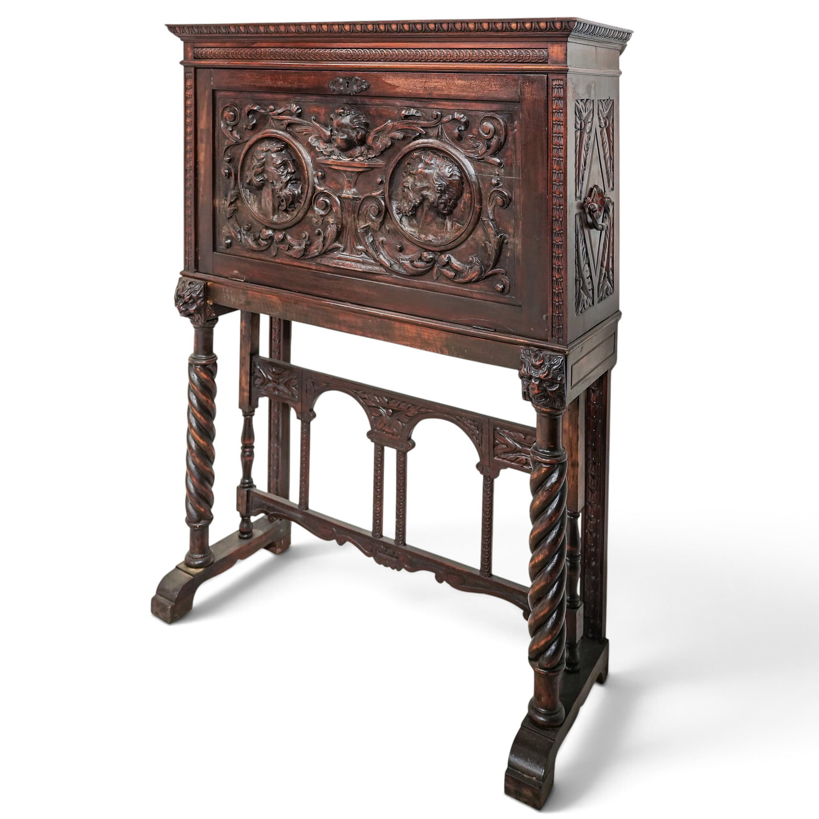 Antique Renaissance Revival Bargueno Desk on Stand (1 of 10)