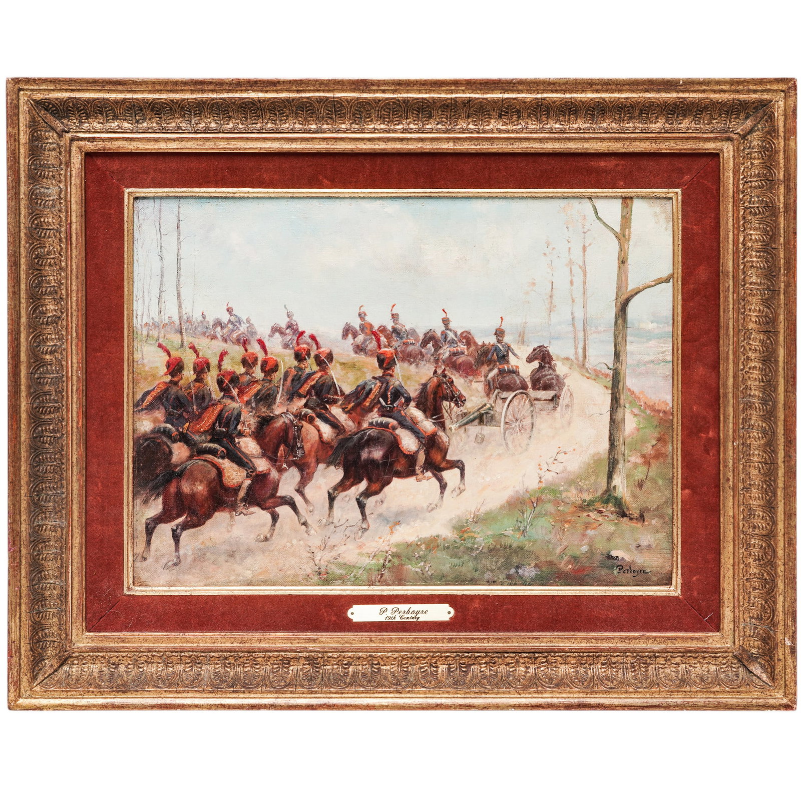 Paul Emile Leon Perboyre (French, 1851-1929) "Soldiers Going to Battle" Oil on Canvas Painting (1 of 6)