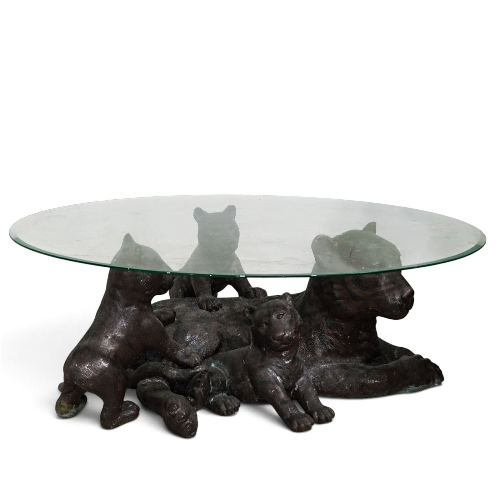 Cast Bronze Animalier Tiger Family Coffee Table (1 of 11)