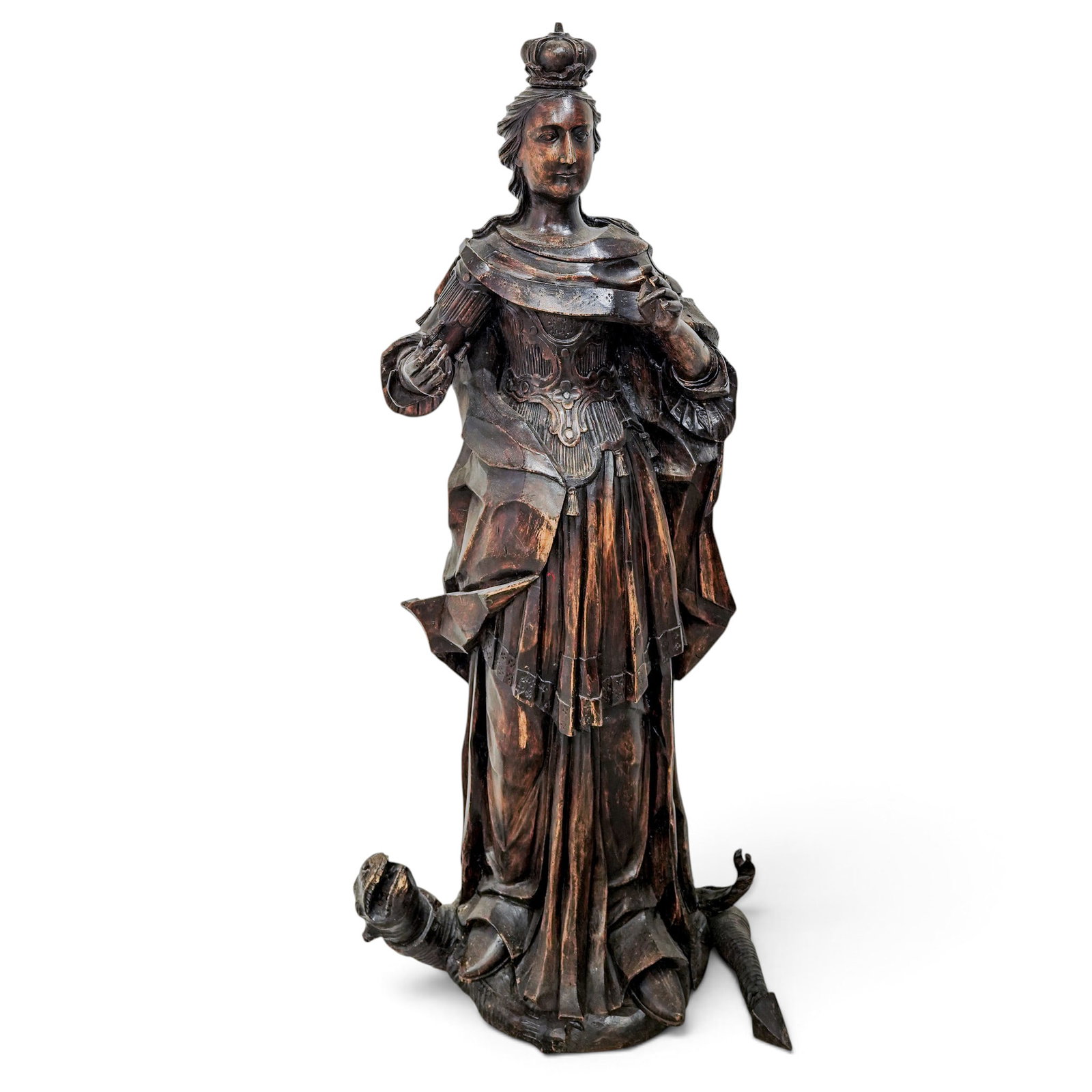 18th/19th Cent. German St. Catherine of Alexandria Wood Carving (1 of 8)