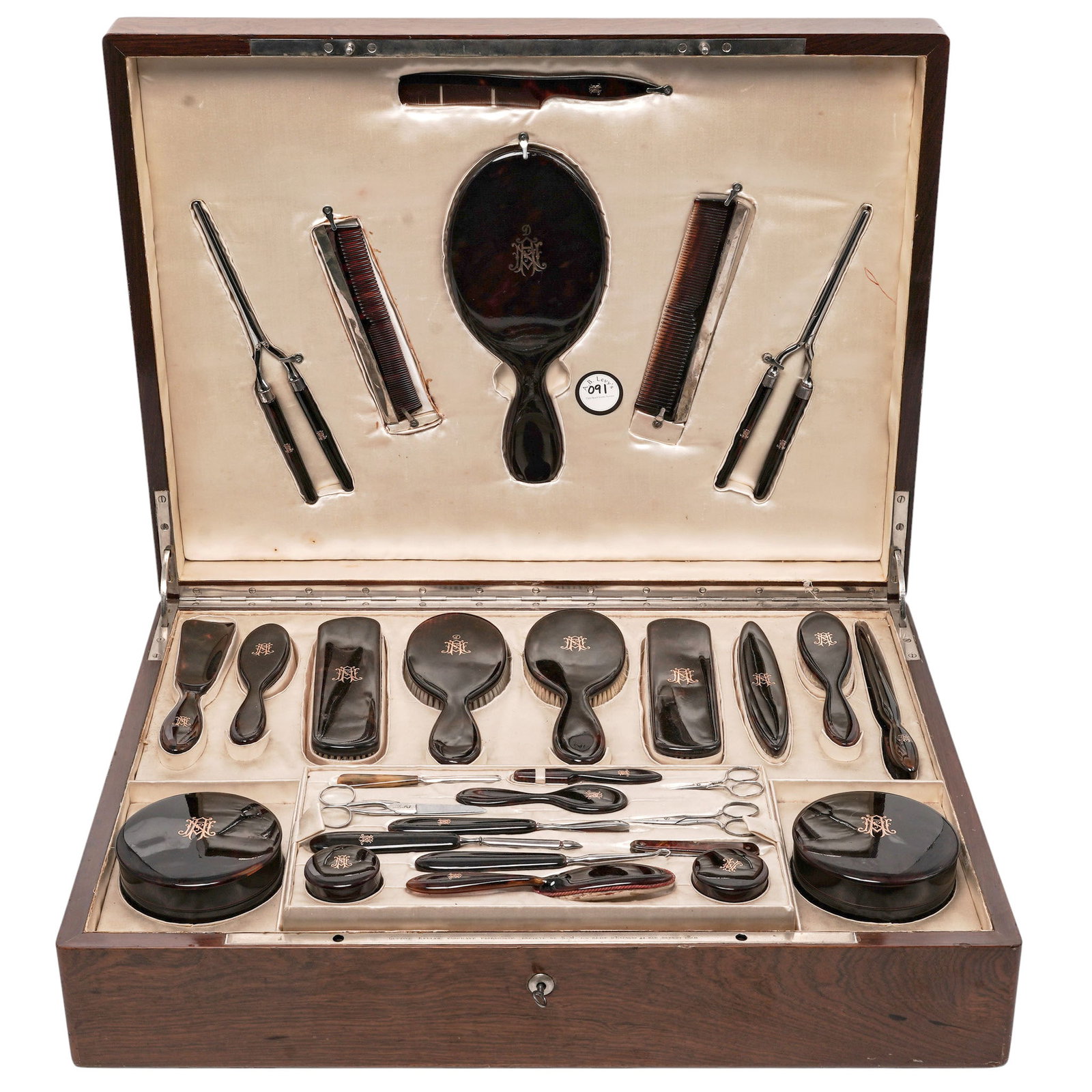 Maison Gustave Keller French Tortoise Hued & Gold Vanity Set in Original Case (1 of 16)